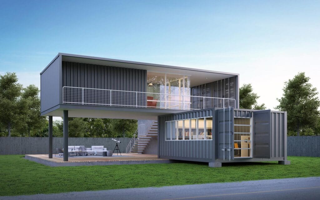 Shipping container fabricated into a home