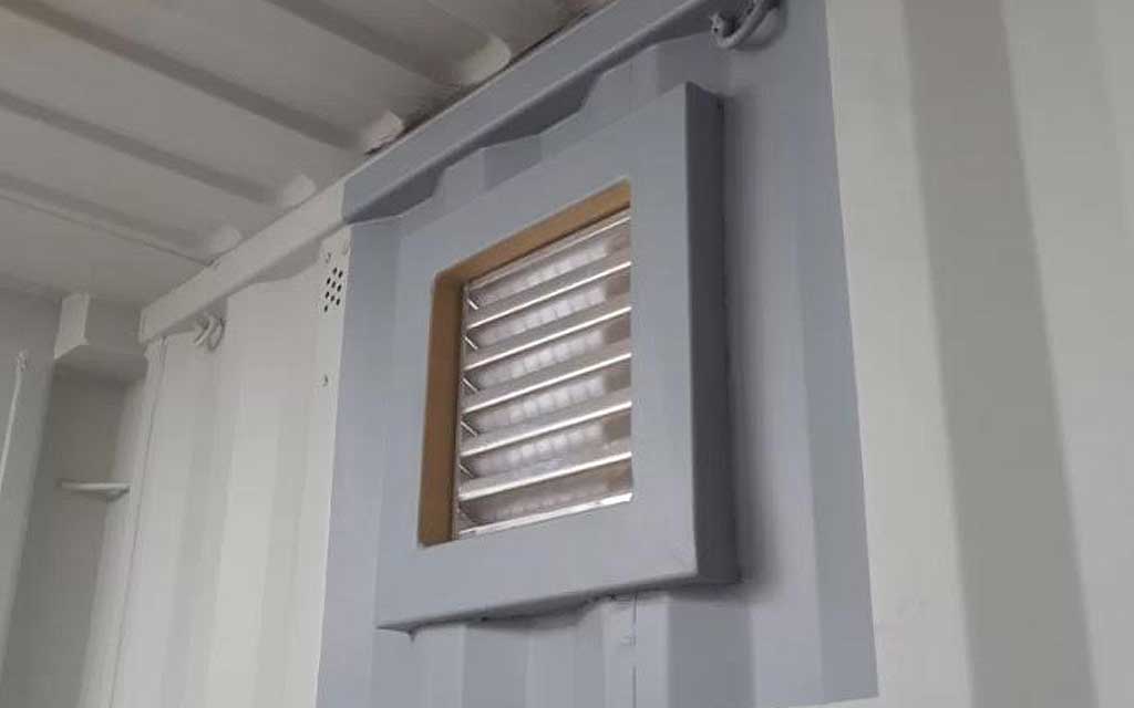 Shipping contianer installed vent to incrase ventilaztion to promote airflow.