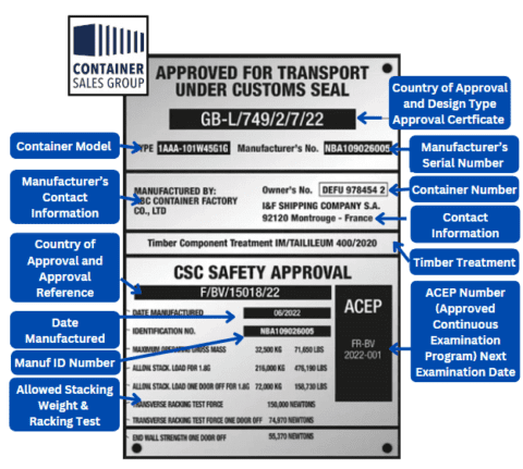 Ocean Export Shipping Containers: CSC Plates & Surveys