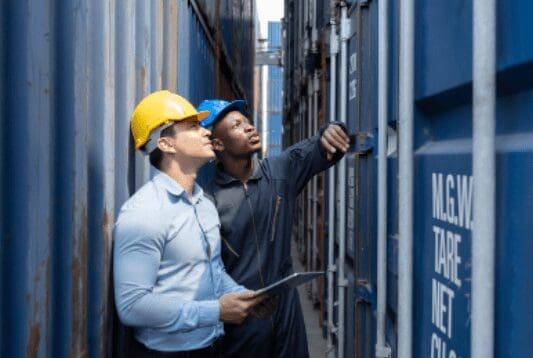 inspecting shipping container