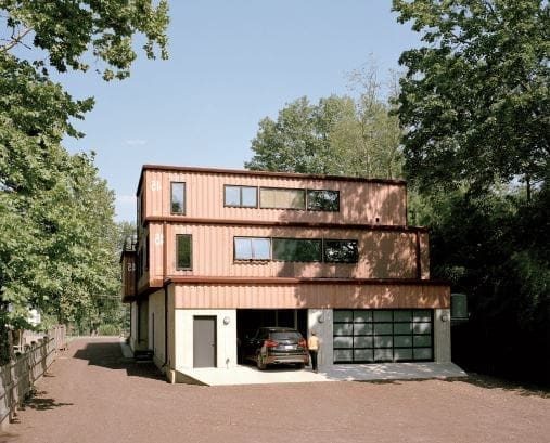 Shipping contianer house and garage.