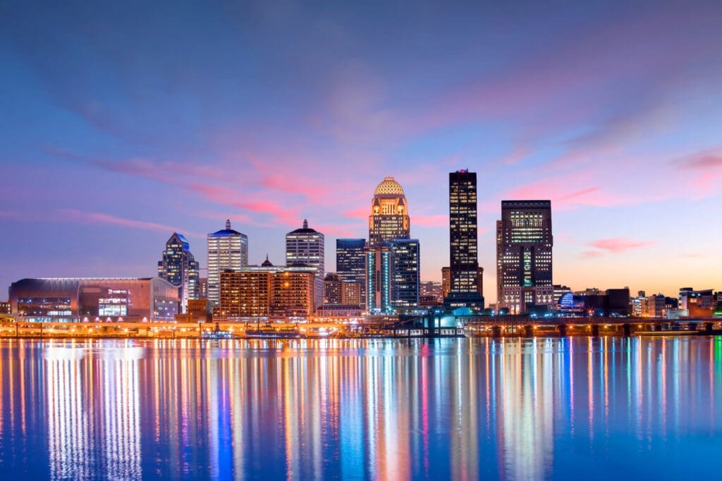View of Skyline downtown Louisville in Kentucky USA