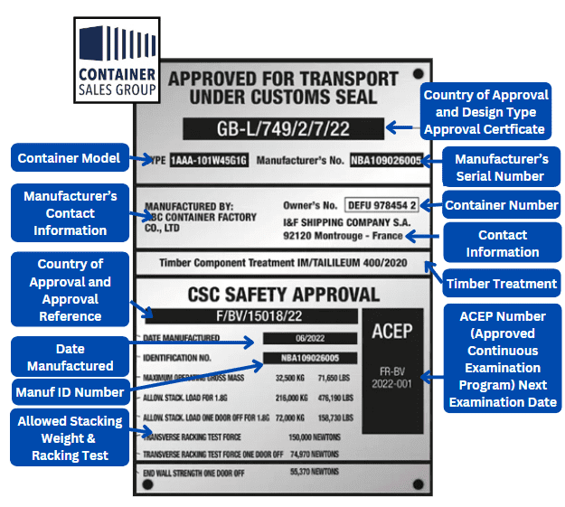 Csc Container Valid Export Shipping Containers & CSC Plate Markings